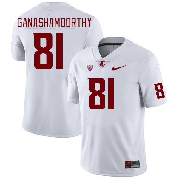 Men #81 Branden Ganashamoorthy Washington State Cougars College Football Jerseys Stitched Sale-White - Click Image to Close